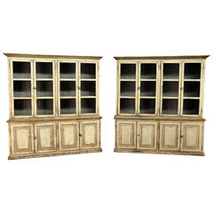 Pair of Early 19th Century Bookcases in Solid Painted Wood from Portugal