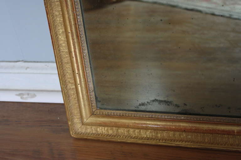 Early 19th Century French Antique Empire Period Mirror in Gilt Wood In Good Condition In Atlanta, GA