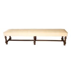 Antique Louis XIII Style Bench in Chestnut Wood