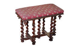 Antique French Late 19th Century Louis XIII Style Footstool in Walnut