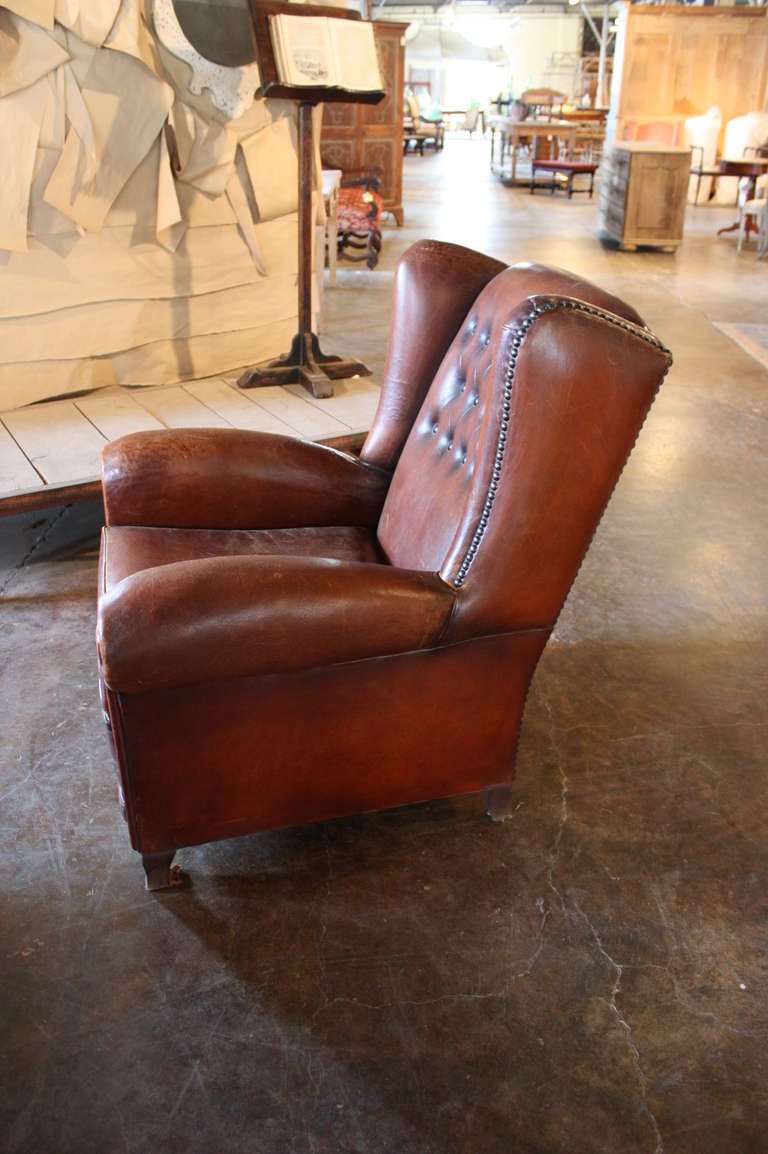 Pair of French Art Deco Leather Club Chairs 1
