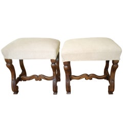 Pair of French Louis XIII Style Foot Stools / Benches