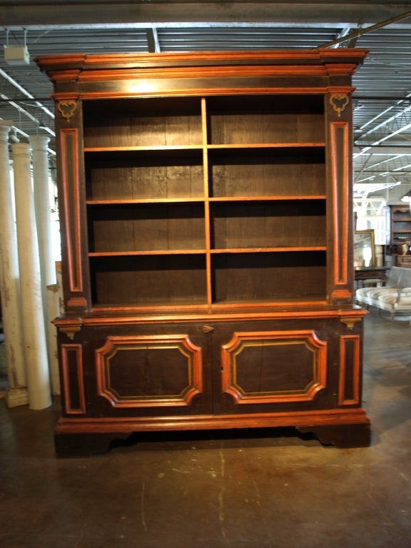 Antique Italian Bookcase in Painted Oak