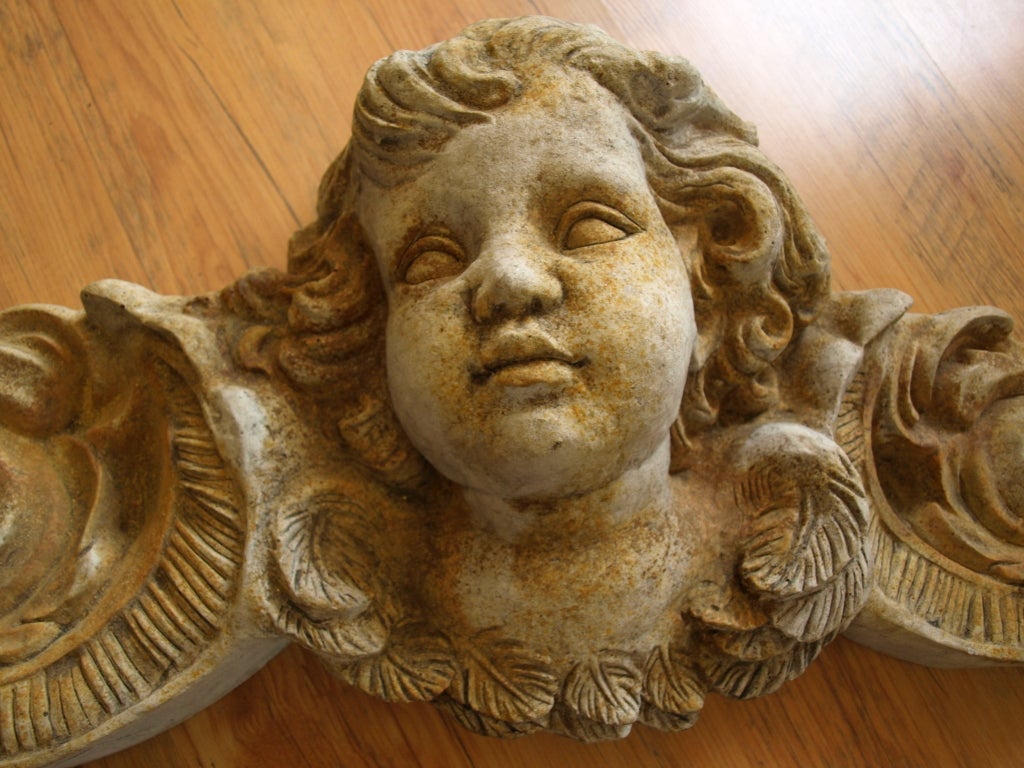 Pair of Mid 20th Century Concrete Angel Architectural Ornaments 3