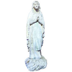 Mid-19th Century Spanish Madonna Statue in Limestone