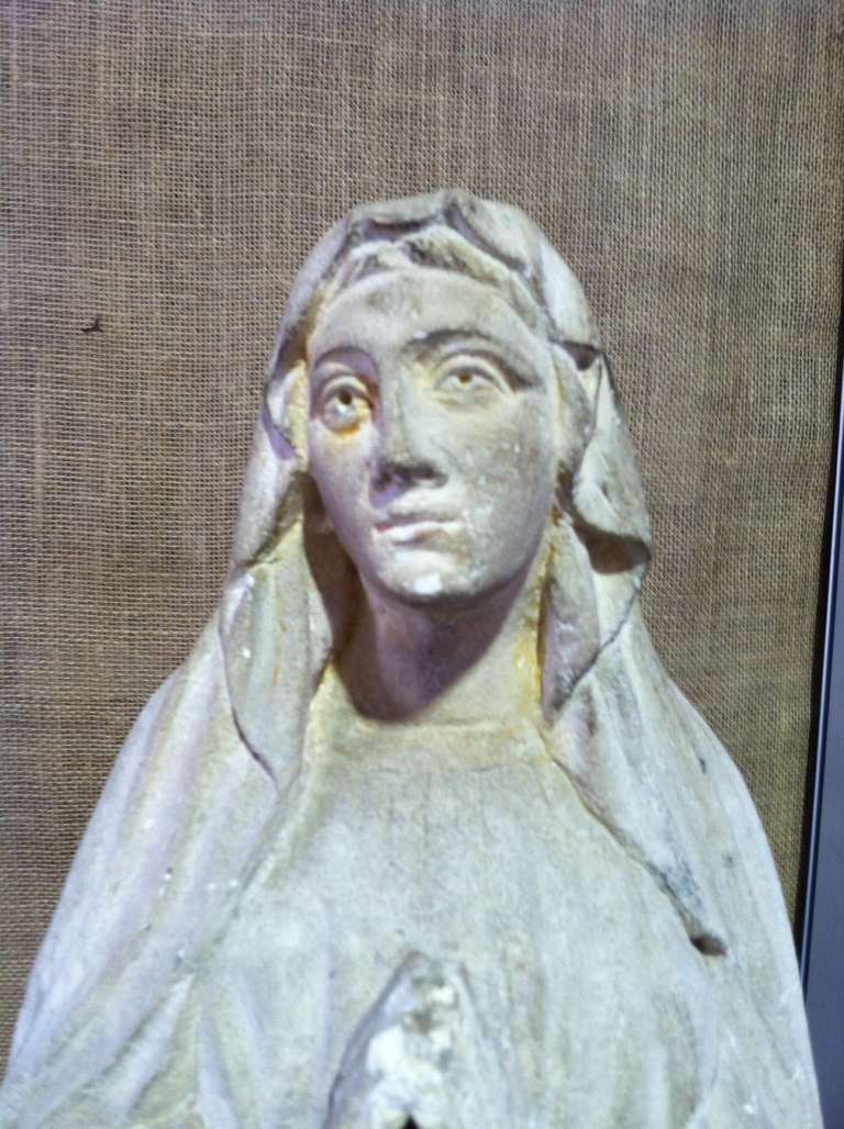Mid-19th Century Spanish Madonna Statue in Limestone 3