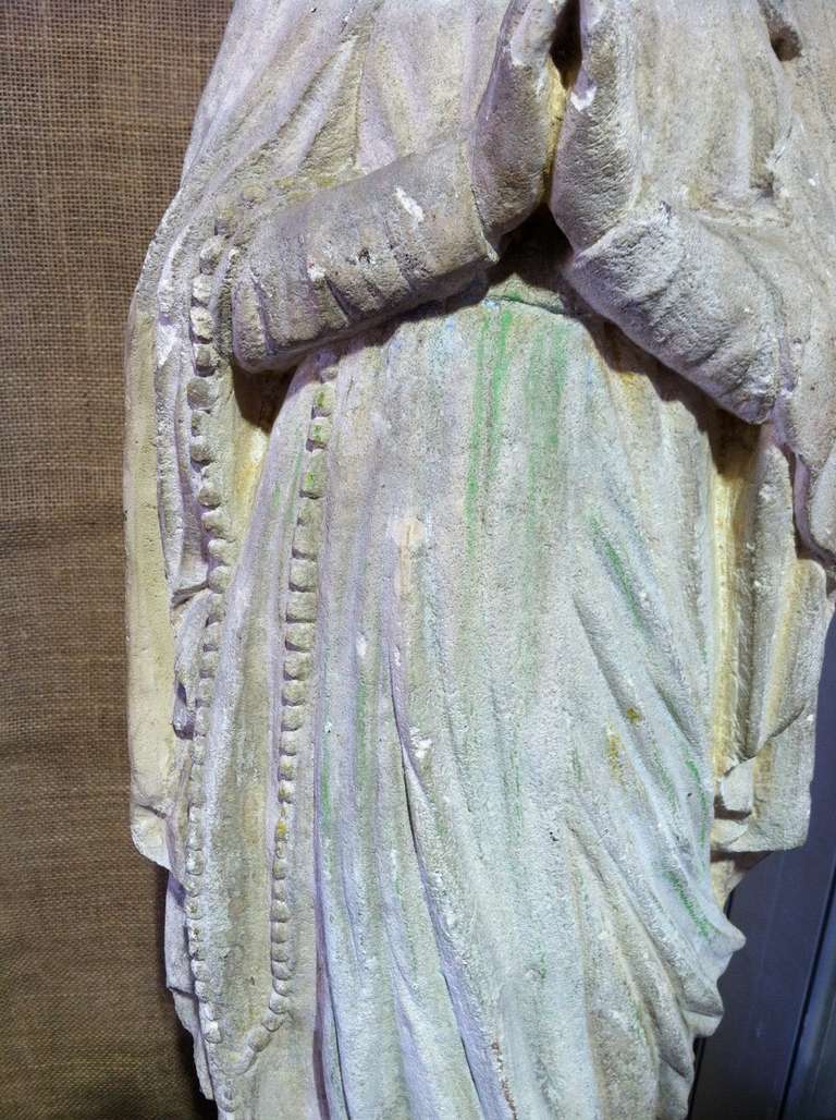 Mid-19th Century Spanish Madonna Statue in Limestone 2