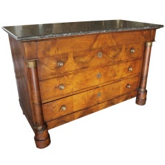 Antique Period Empire Chest of Drawers in Walnut & Marble