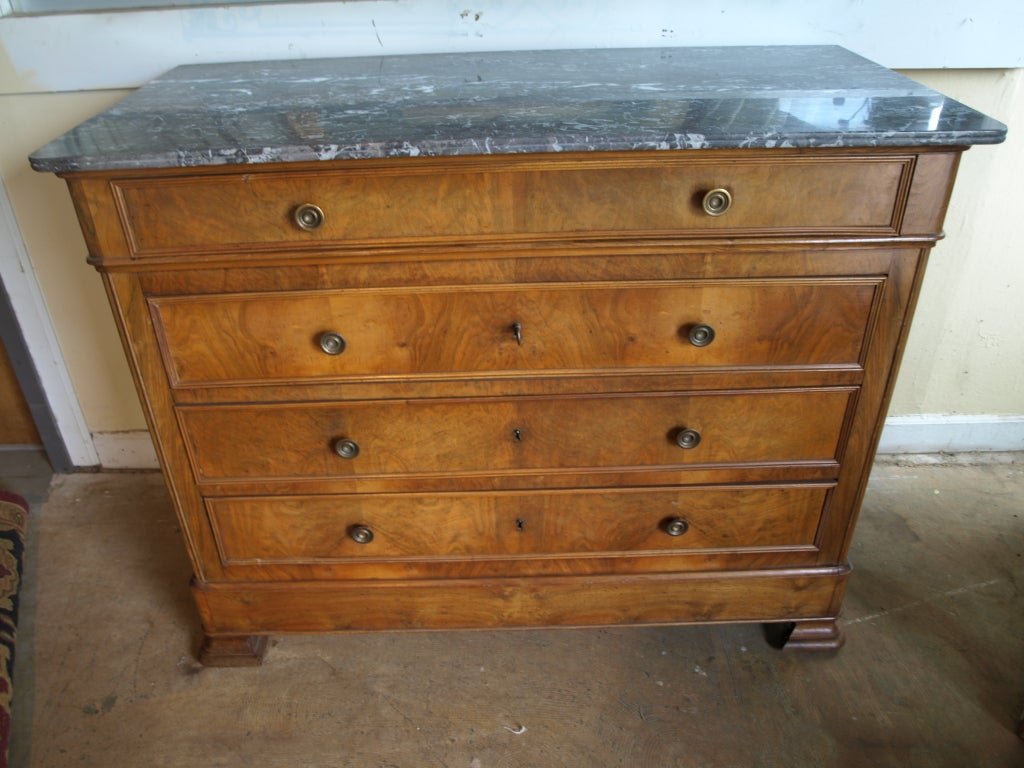 Louis Philippe Commode in Walnut & Marble