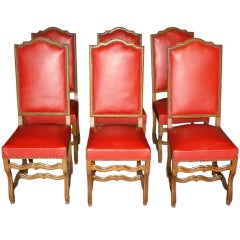 Antique Set of Six French Louis XIII Style Dining Chairs
