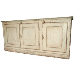Vintage Spanish Painted Three Door Buffet With Zinc Top