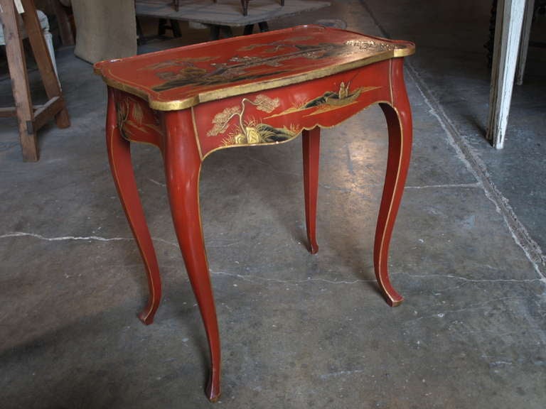 Louis XV style French chinoiserie painted side table with two drawers.

Keywords: side table, accent table, end table