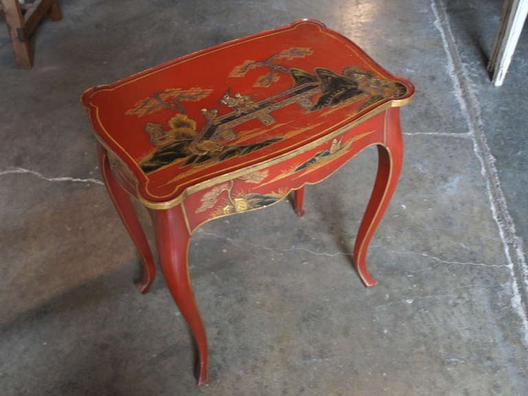 Louis XV Style French Chinoiserie Side Table In Good Condition In Round Top, TX