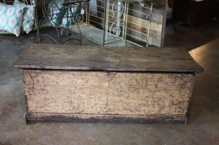 Spanish Early 18th Century Catalan Trunk In Pine and Chestnut Wood