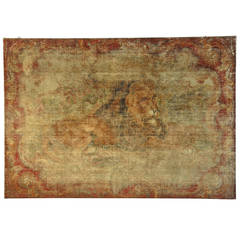 18th Century Italian Needlepoint of a Recumbent Lion