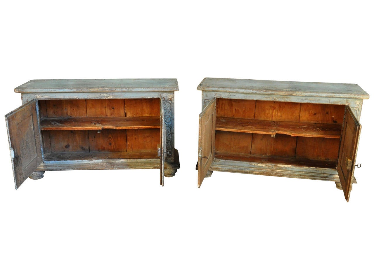 Pair of 17th Century Spanish Painted Buffets In Good Condition In Atlanta, GA