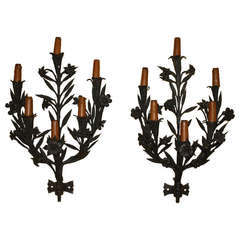 19th Century Pair of French Iron Appliques / Sconces