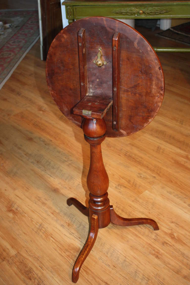 19th Century English Tilt Top Candle Stand in Mahogany 4