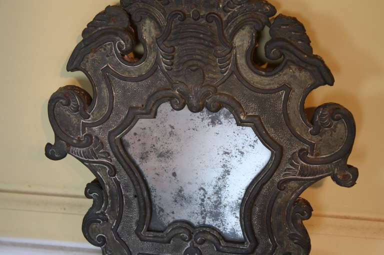 Pair of Late 18th Century Italian Mirrors in Wood and Brass 3