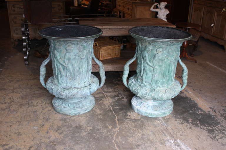 American Pair of Exceptionally Large Bronze Urns