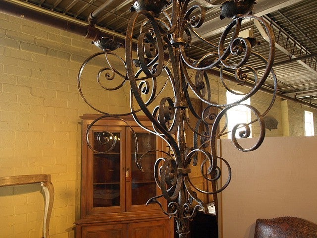 Late 19th Century Italian Iron Chandelier For Sale 5