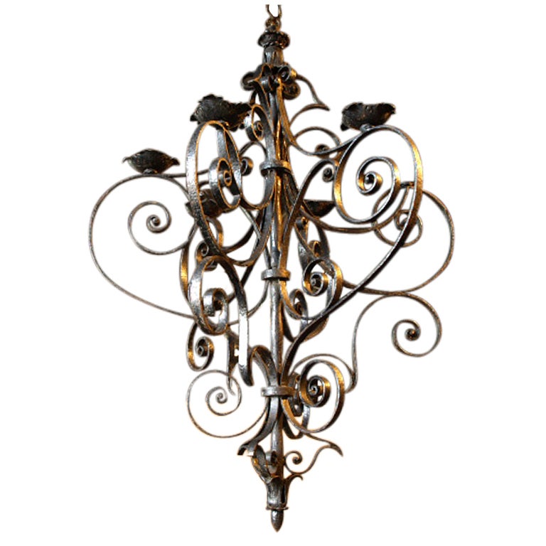 Late 19th Century Italian Iron Chandelier For Sale