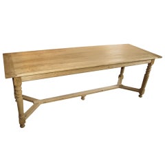 French Antique Two Drawer Farm Table In Washed Oak