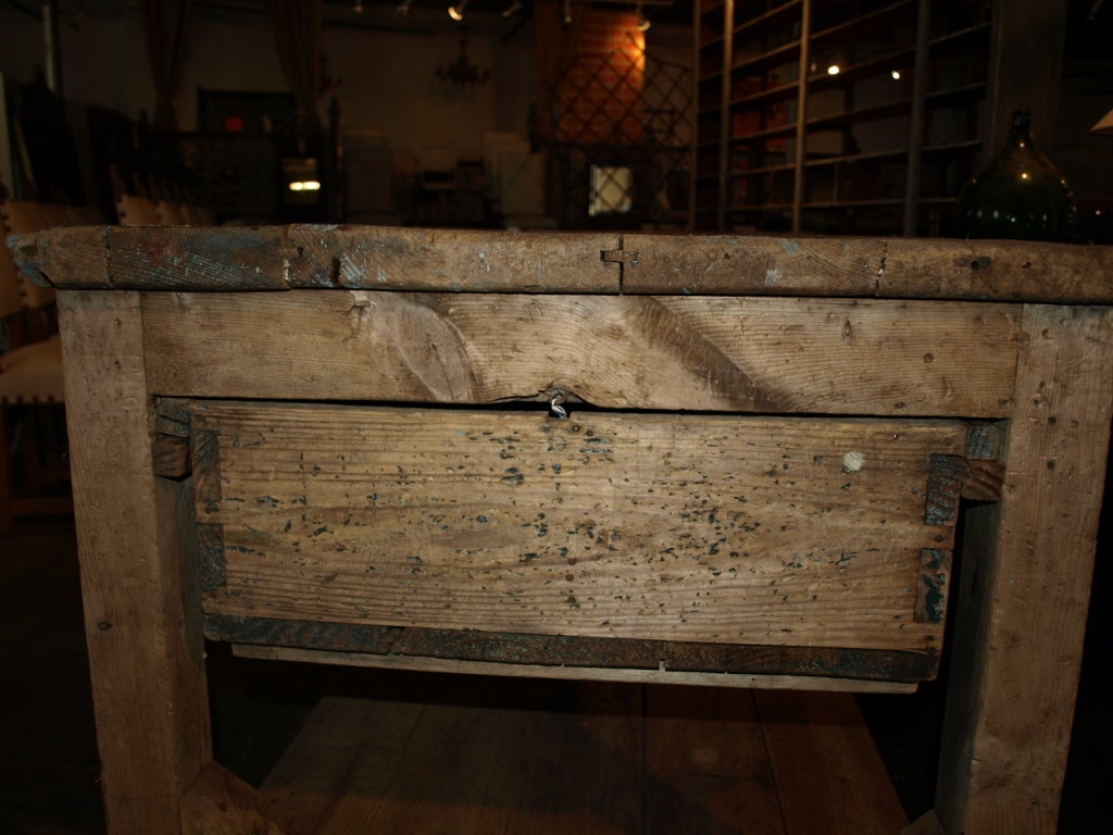 Antique Spanish Industrial Work Table In Bleached Pine 1