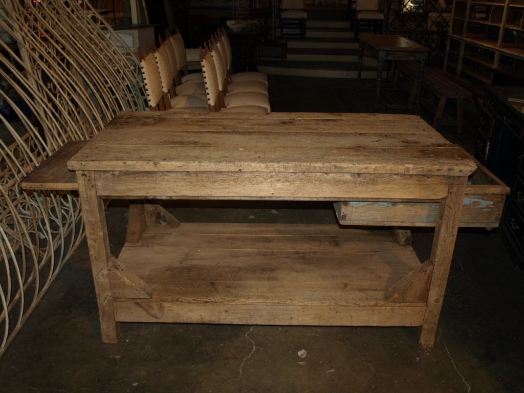 Antique Spanish Industrial Work Table In Bleached Pine 2