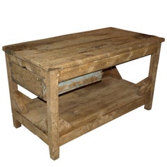 Antique Spanish Industrial Work Table In Bleached Pine