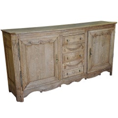 Antique French Early 19th Century Buffet in Washed Oak