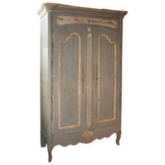 Antique Early 19th Century French Provencale Armoire In Painted Oak