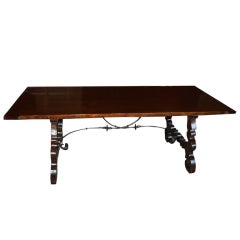Catalan Trestle Table in Oak and Iron