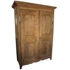 French Used Country Style Armoire in Washed Oak