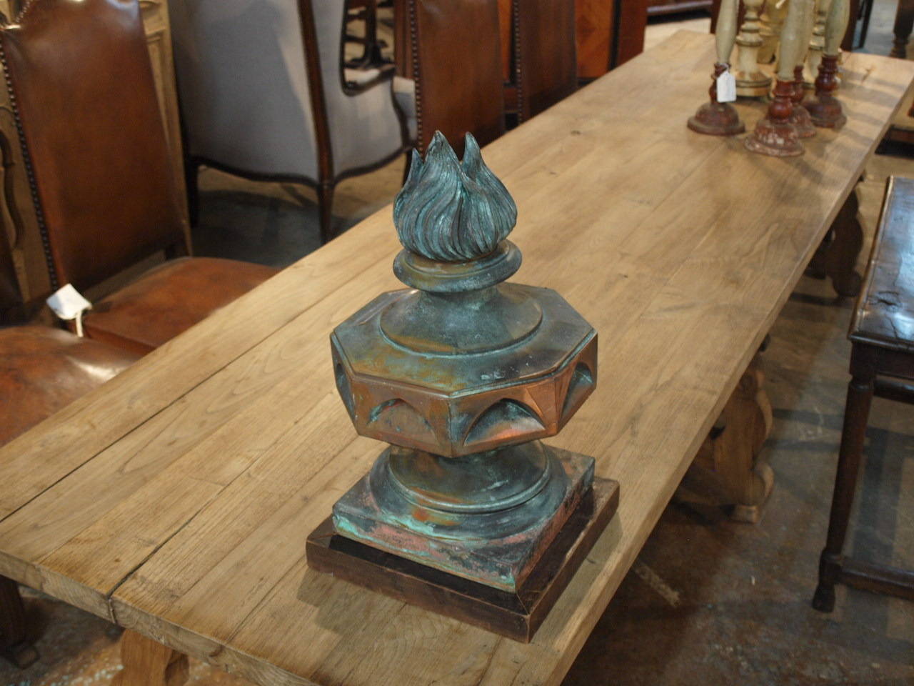 19th Century French Architectural Flame Finial in Copper 3