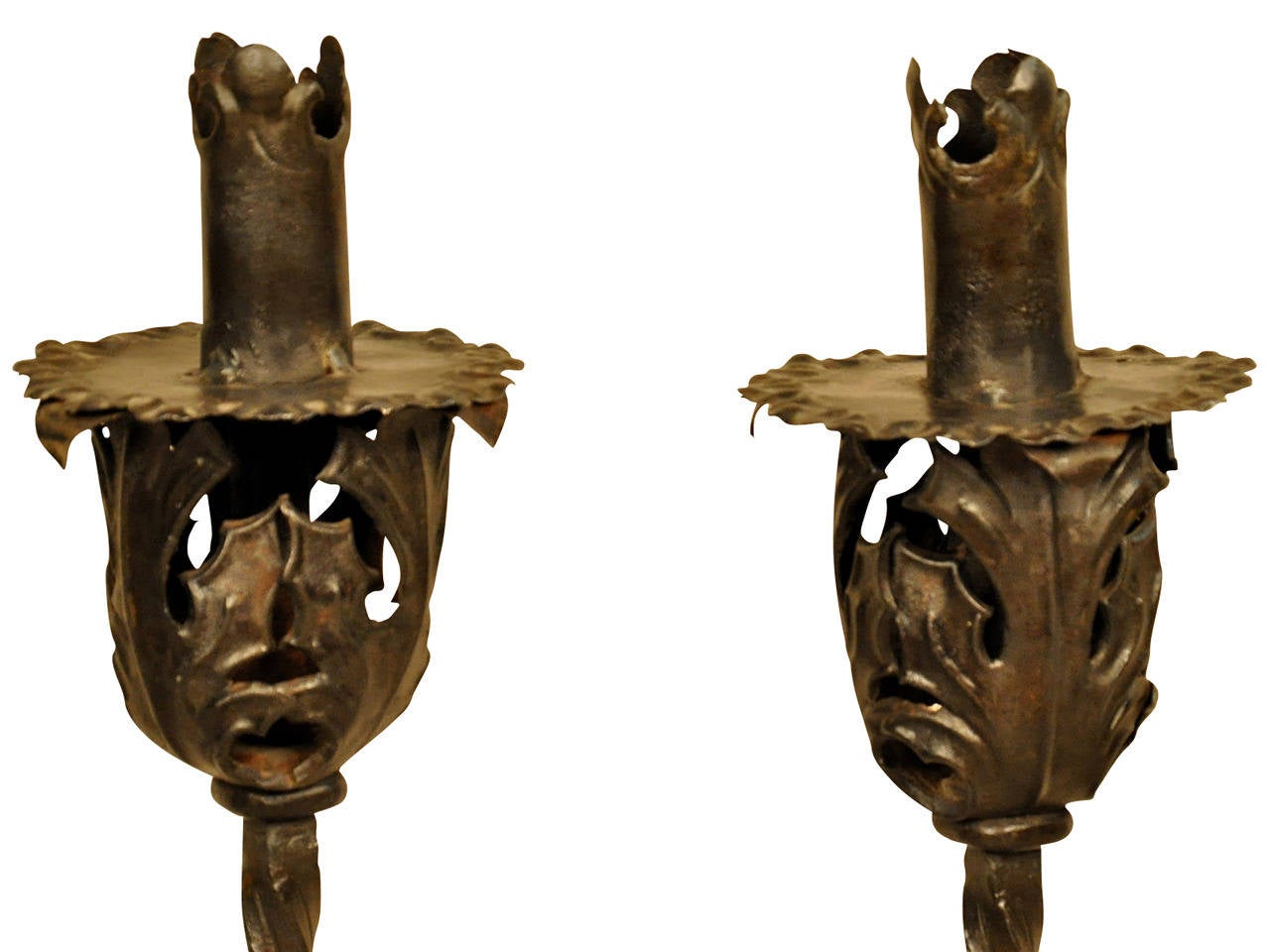 Paar italienische Eisen-Kerzenständer aus dem späten 19. Jahrhundert (Italienisch)