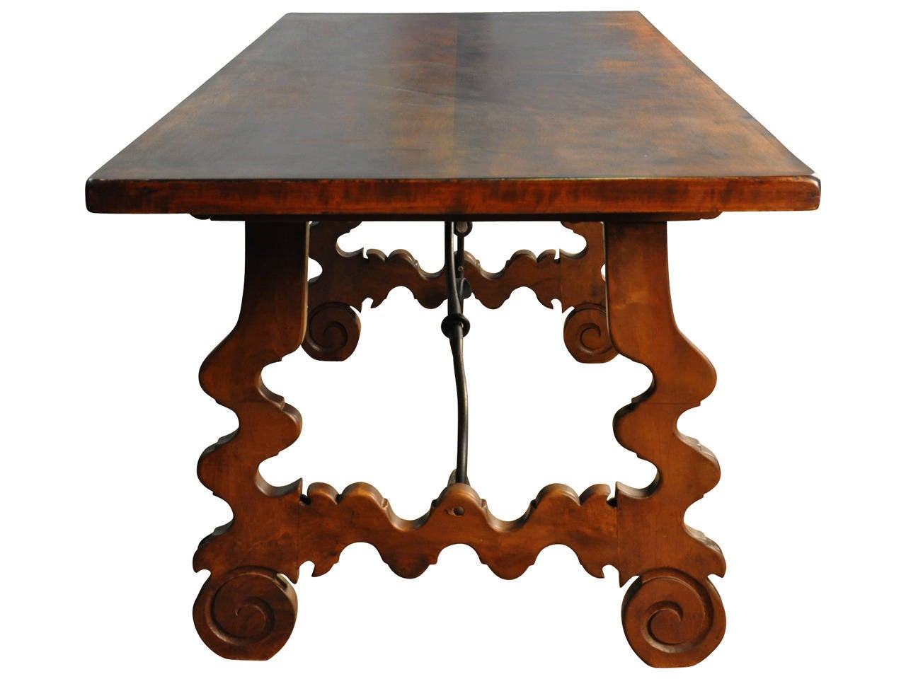Early 20th Century Spanish Farm Table or Trestle Table in Walnut In Excellent Condition In Atlanta, GA