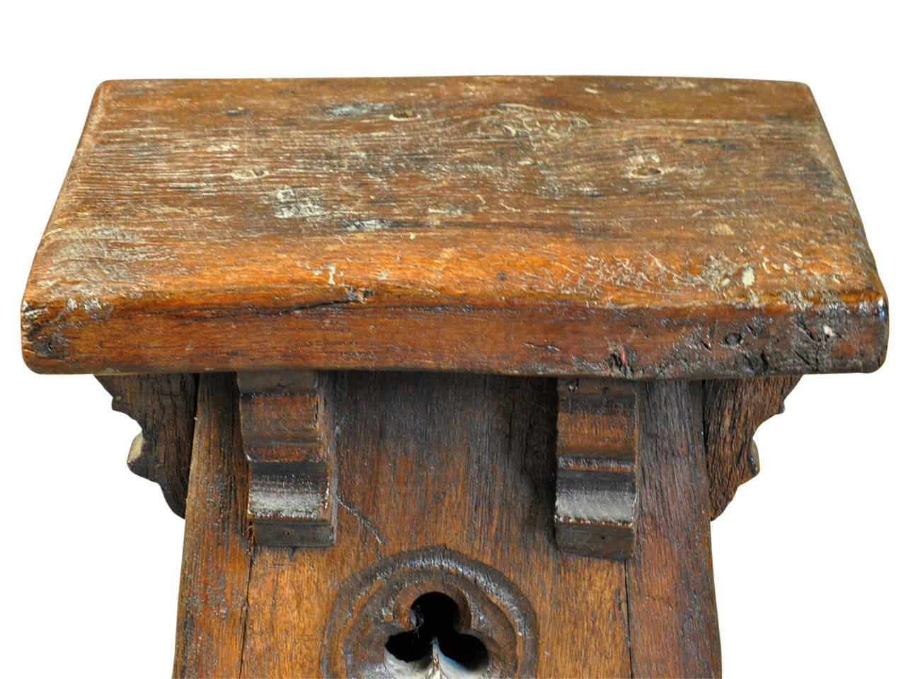 French Gothic Style Stools in Oak 1