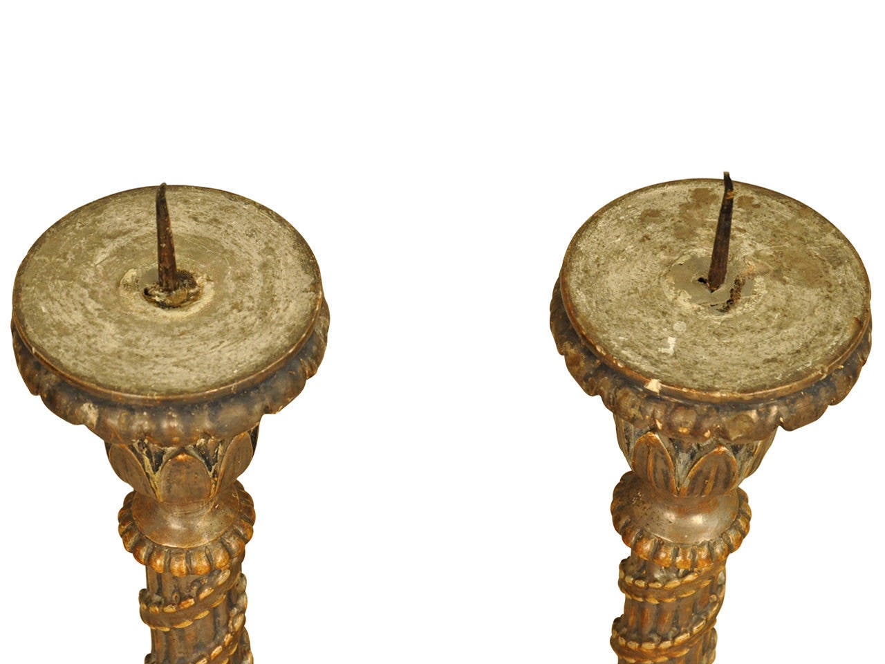 Polychromed Pair of Late 18th Century Italian Altar Sticks