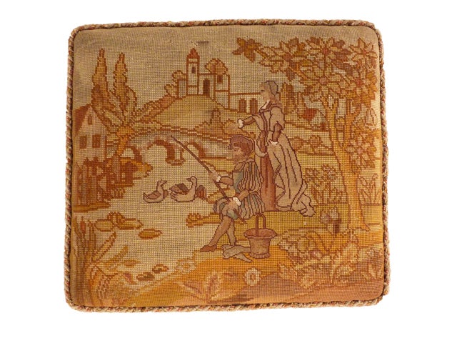 French Louis XIII Style Needlepoint Stool 1
