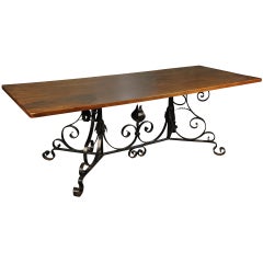 French Late 19th Century Wood and Iron Table French Late 19th Century Wood and Iron Table