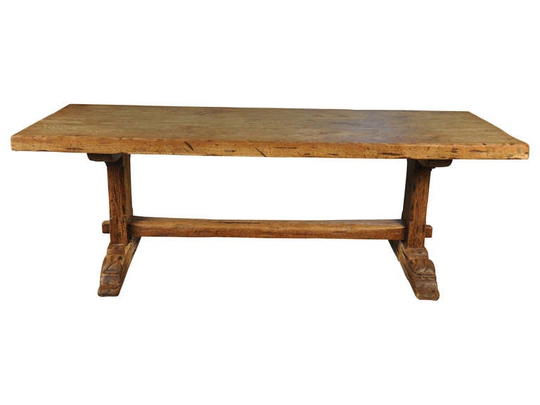 French Late 19th Century Farm Table in Solid Oak