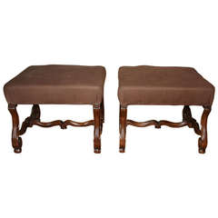 19th Century Pair of Louis XIII Style Foot Stools in Walnut
