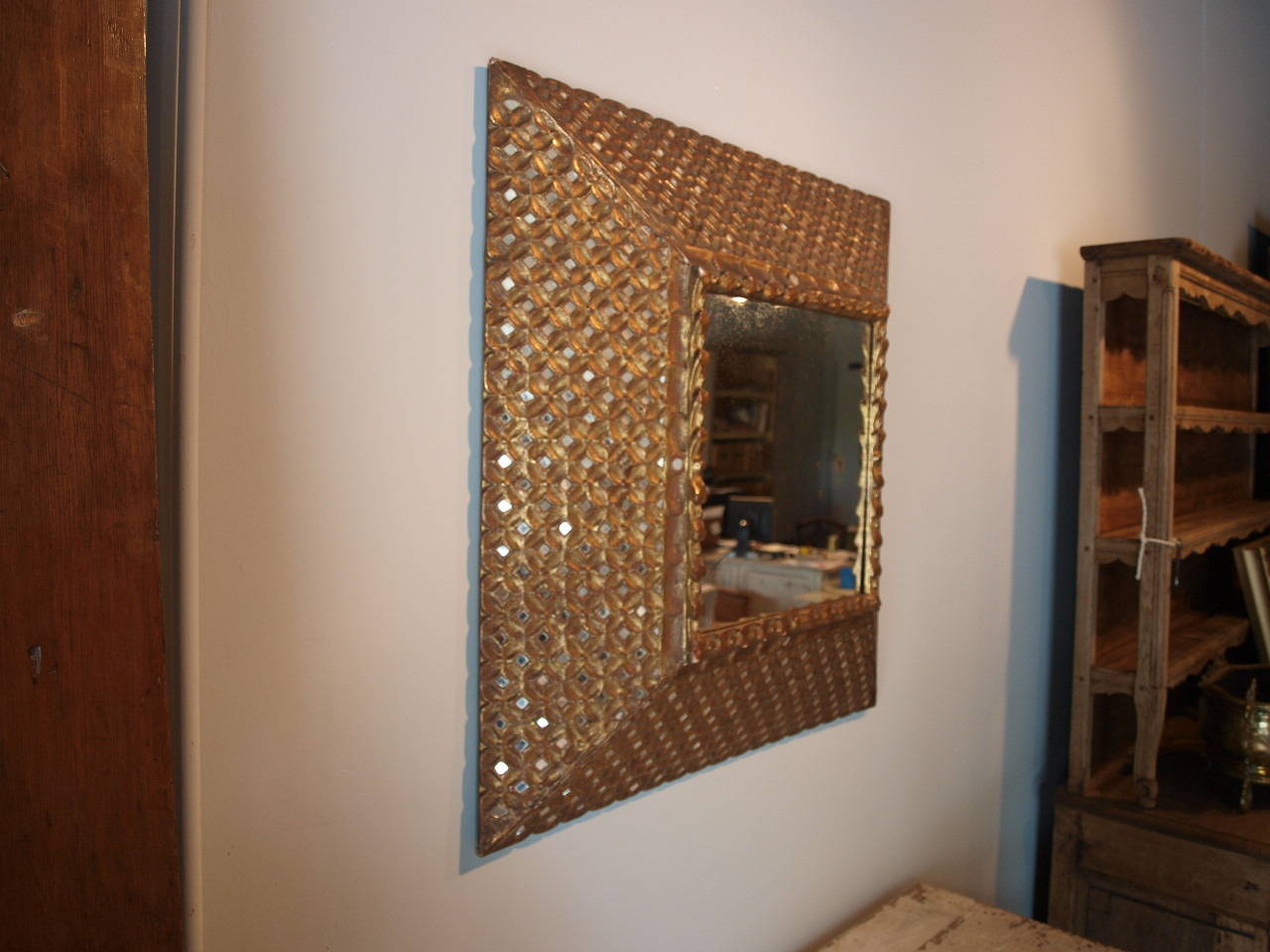 Later 19th Century Spanish Colonial Mirror in Giltwood In Good Condition In Atlanta, GA