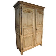 Antique French 18th Century Louis XIV Style Armoire In Bleached Oak