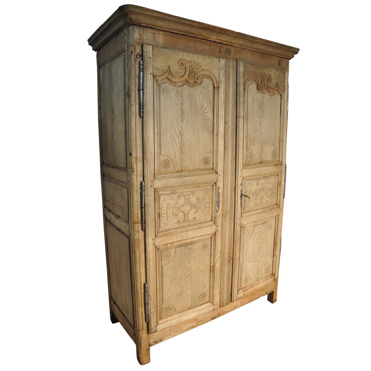 French 18th Century Louis XIV Style Armoire In Bleached Oak