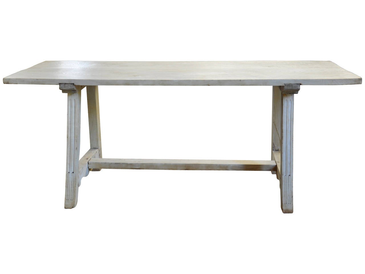 A very handsome early 19th century farm table, trestle table from Genoa, Italy. This wonderful table is constructed from bleached chestnut and is very sturdy and sound. A wonderful dining table or large writing table that can well used and loved.