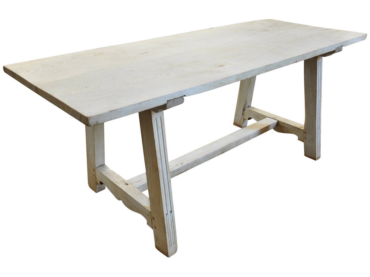 Early 19th Century Italian Farm or Trestle Table in Bleached Chestnut In Good Condition For Sale In Round Top, TX