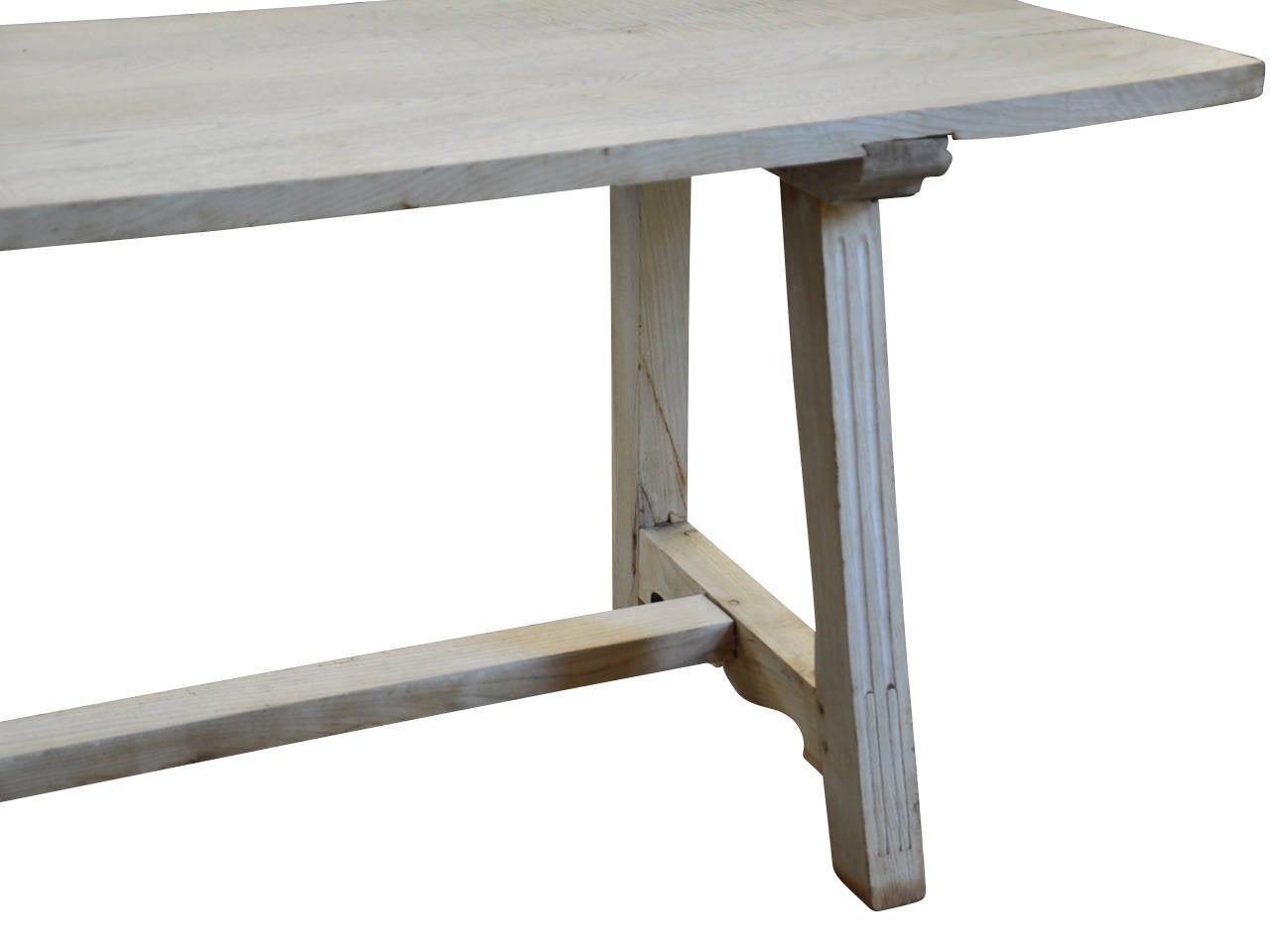 Early 19th Century Italian Farm or Trestle Table in Bleached Chestnut For Sale 2