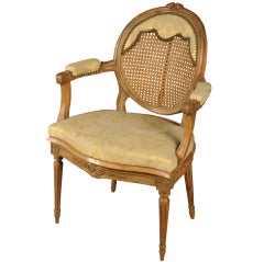 Antique French Single Louis XVI Period Armchair in Walnut